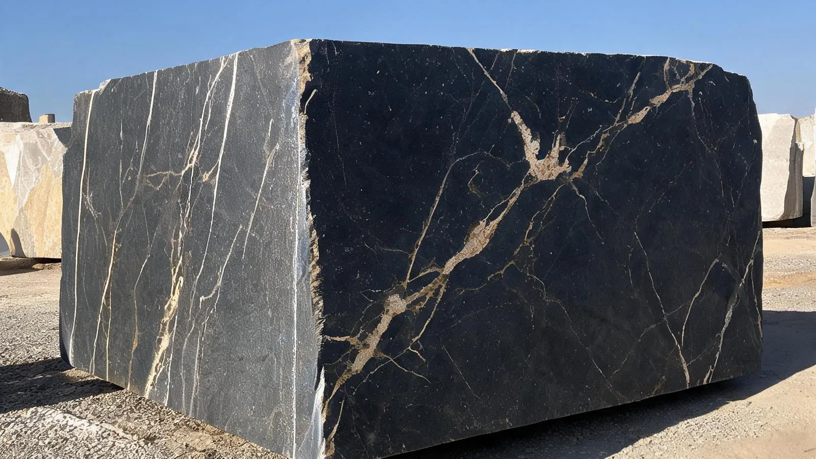 Nero Port Saint Laurent Marble Blocks for Quarry Projects