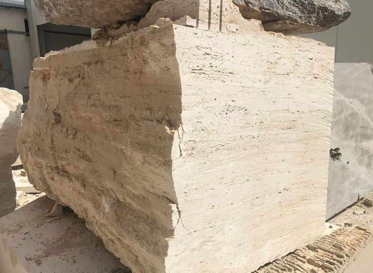 Beige Color Travertine Blocks  For Ground and countertop  or Wall . thumbnail 4