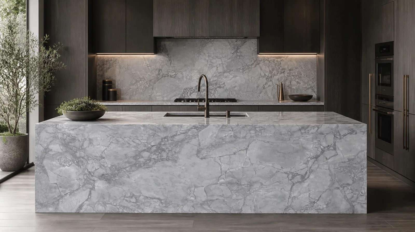 LX9094 Glacier Gray Ice Breccia Engineered Quartz Stone Slab thumbnail 4