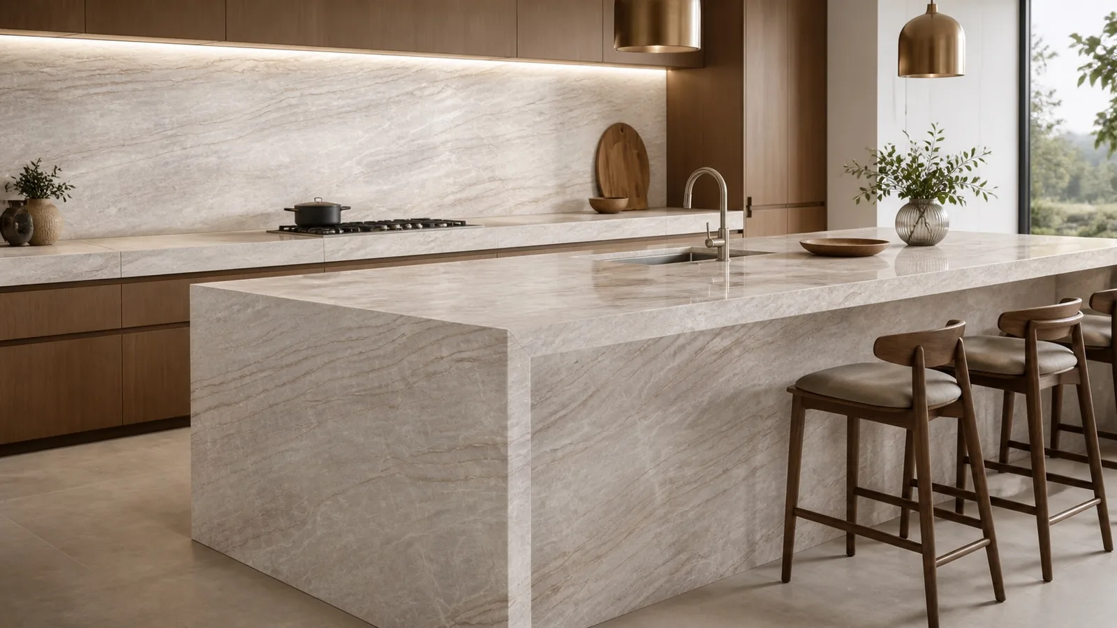 LX9050 Pearl Beige Soft Linear Quartzite Engineered Quartz Stone Slab thumbnail 4