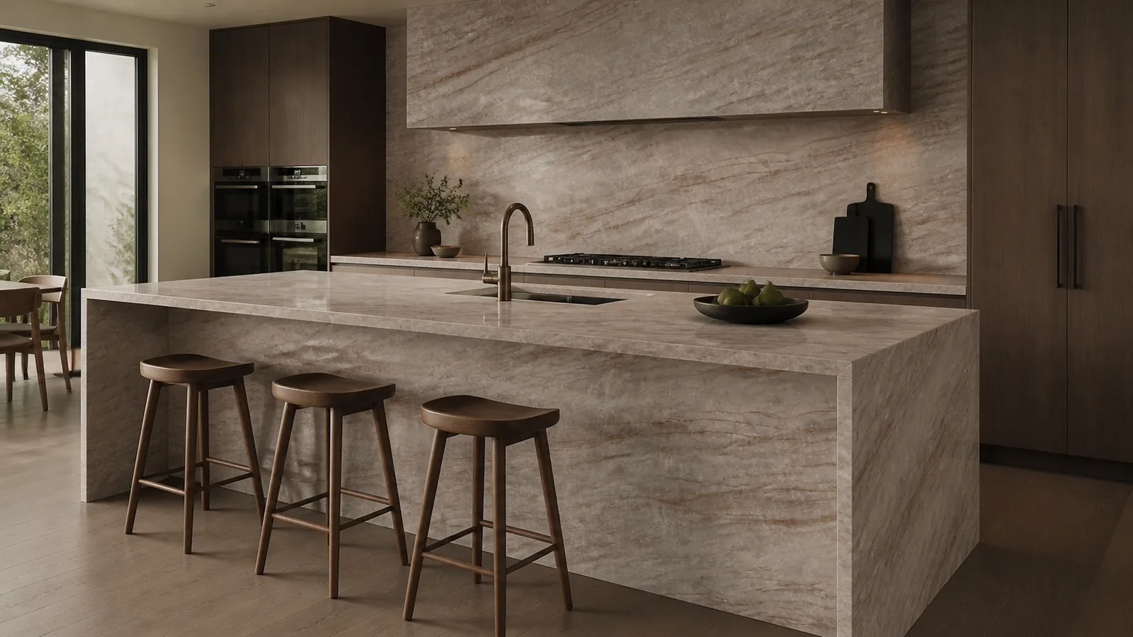 LX9037-1 Taupe Gray Linear Quartzite Engineered Quartz Stone Slab thumbnail 4