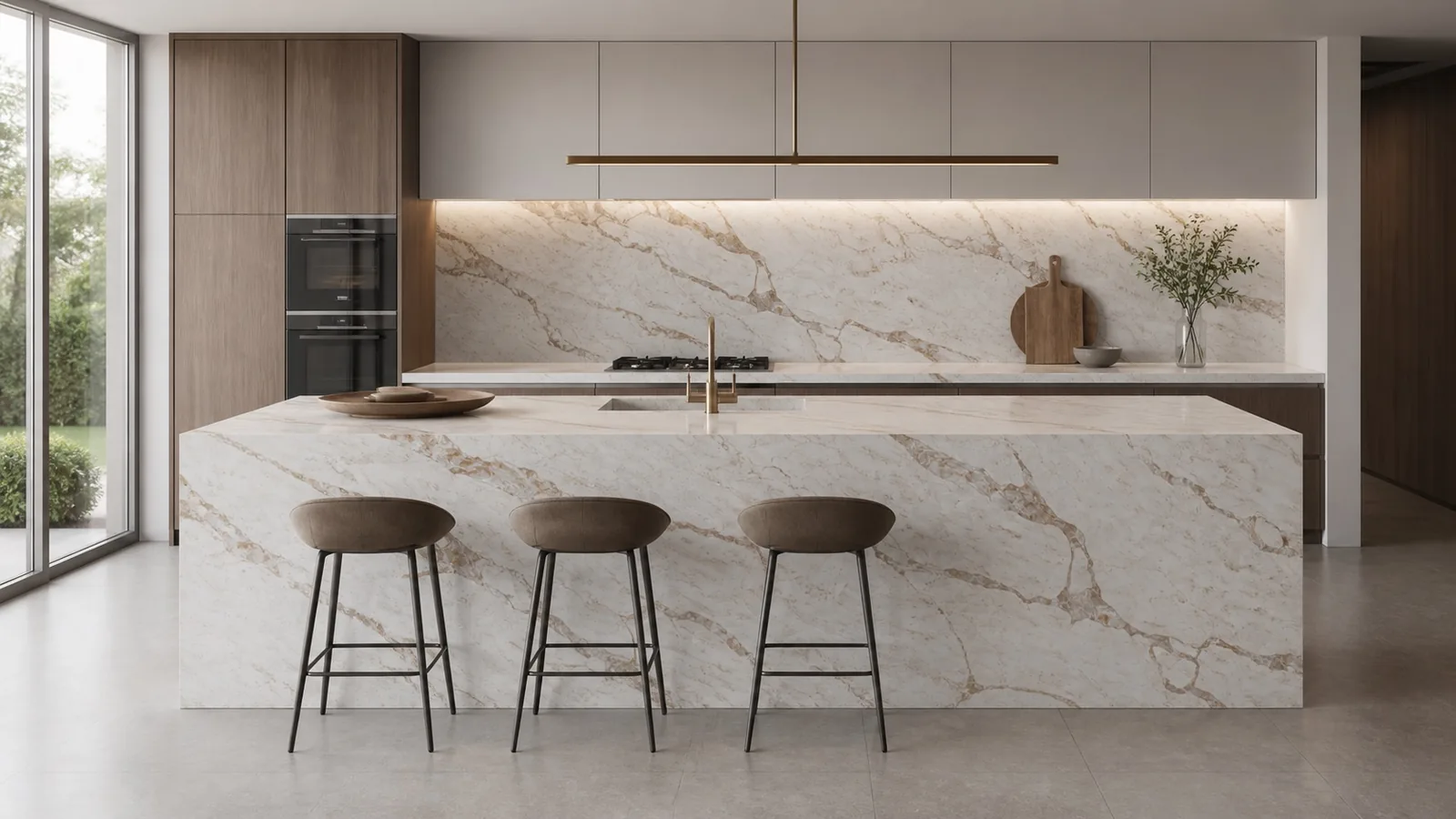 LX7709 Ivory White Taupe Breccia Engineered Quartz Stone Slab thumbnail 4