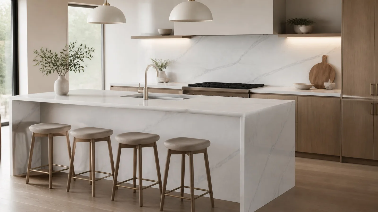 LX7120 Soft White Fine Gray Vein Engineered Quartz Stone Slab thumbnail 4