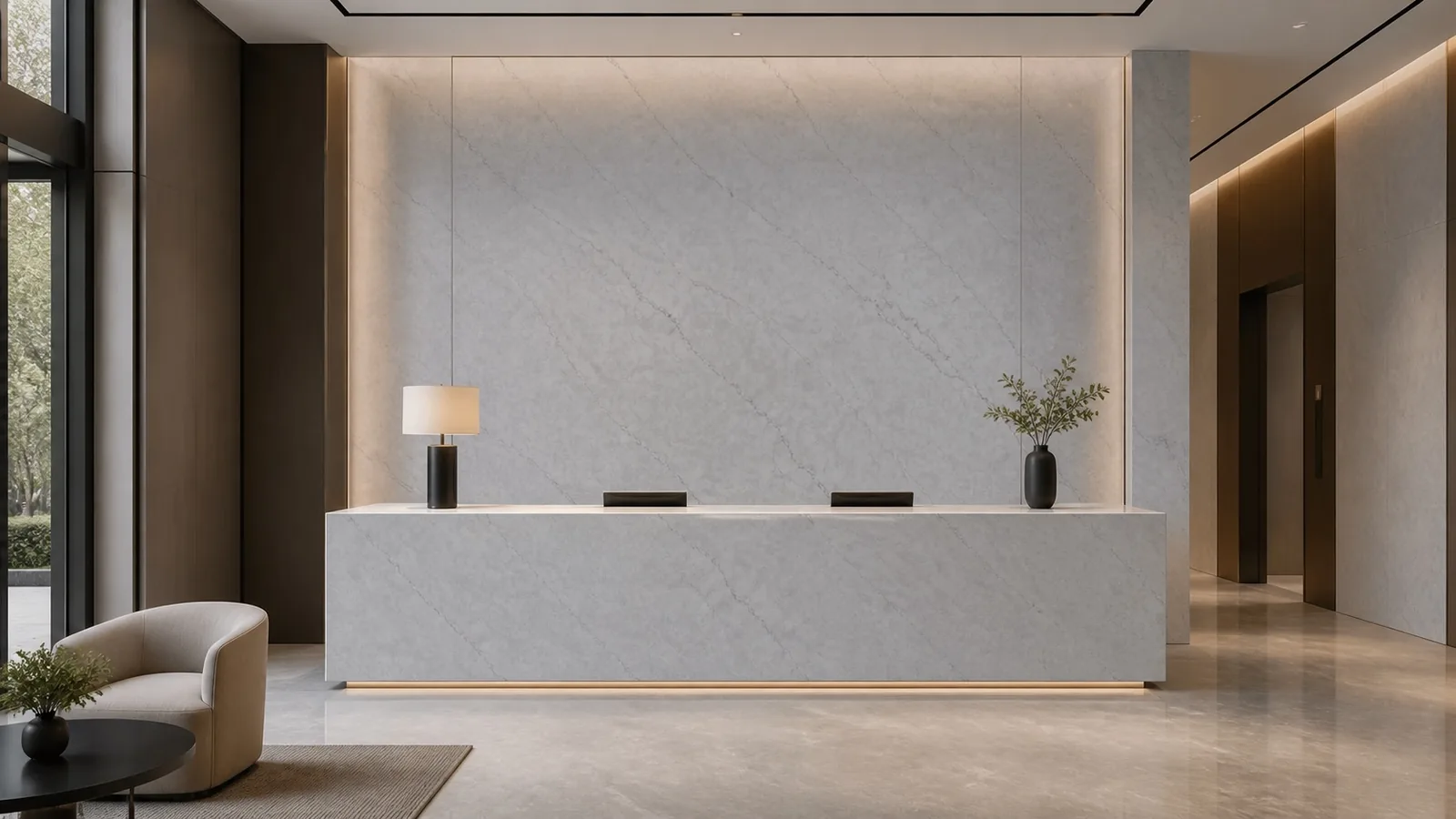 LX7152 Light Gray Fine Crackle Vein Engineered Quartz Stone Slab thumbnail 5