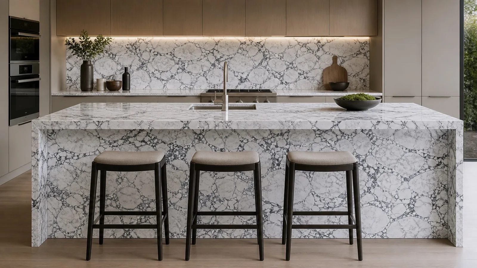 LX7702 White Gray Breccia Engineered Quartz Stone Slab thumbnail 4