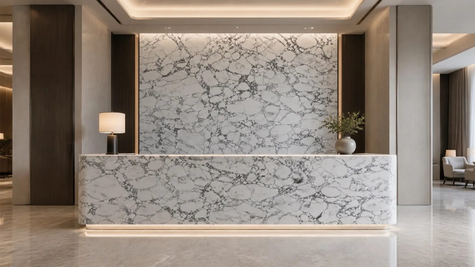 LX7702 White Gray Breccia Engineered Quartz Stone Slab thumbnail 5