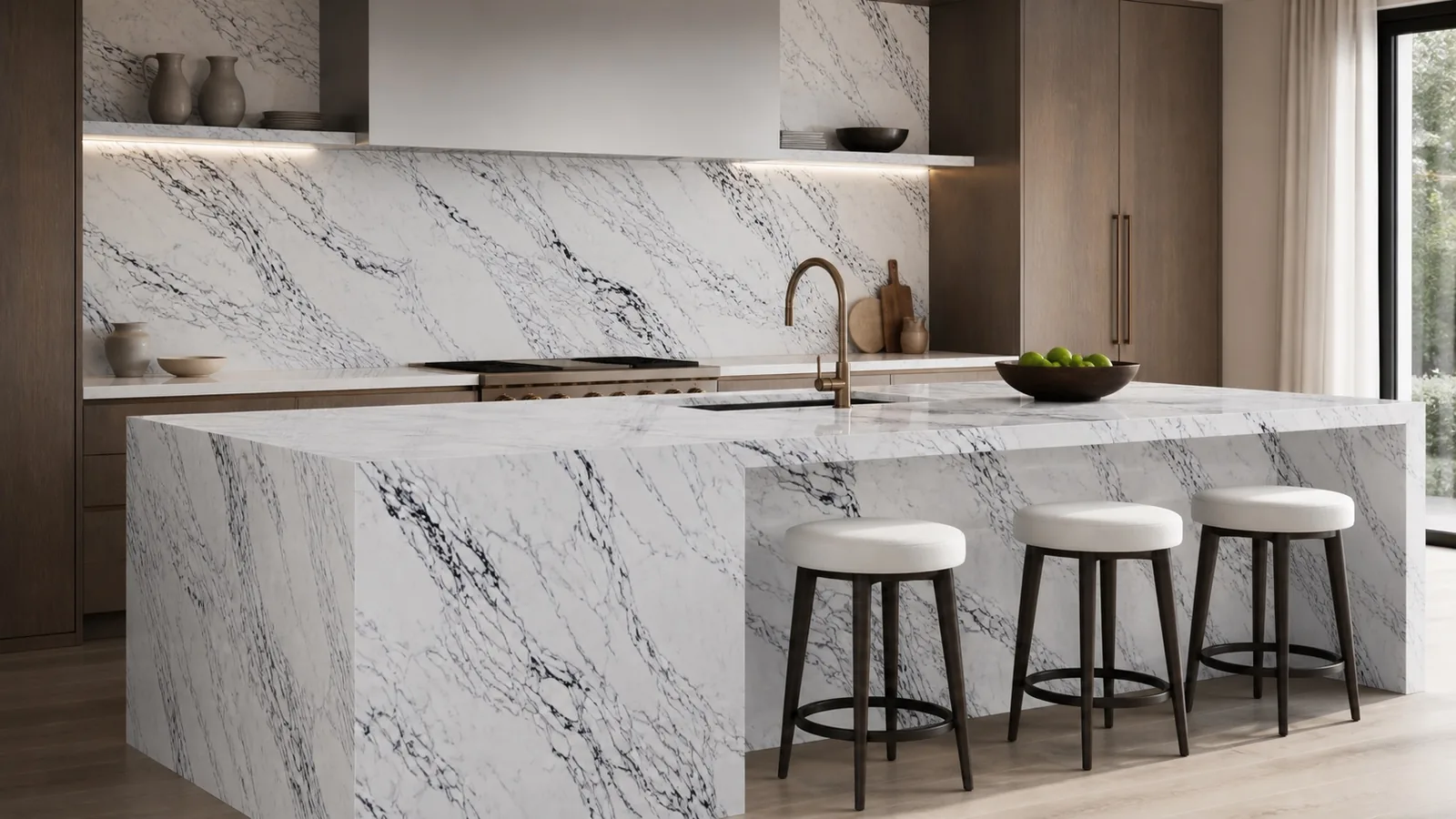 LX7704 Snow White Black Linear Vein Engineered Quartz Stone Slab thumbnail 4