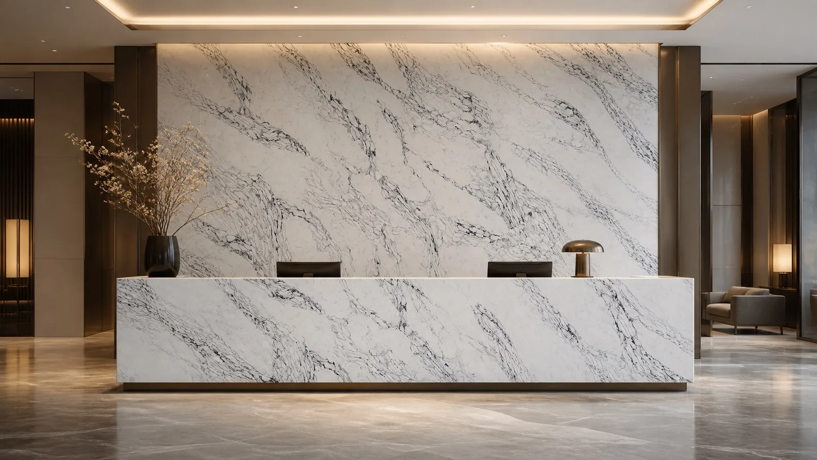 LX7704 Snow White Black Linear Vein Engineered Quartz Stone Slab thumbnail 5