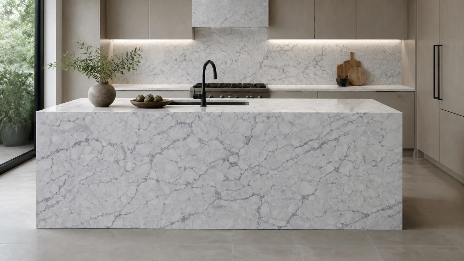 LX7705 Silver White Gray Crackle Vein Engineered Quartz Stone Slab thumbnail 4