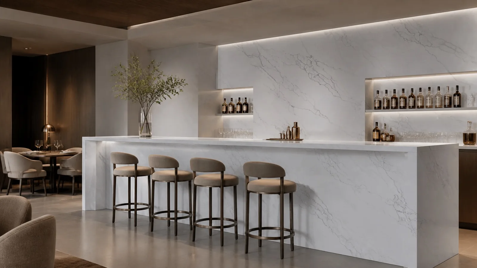 LX7136 Soft White Fine Web Vein Engineered Quartz Stone Slab thumbnail 5