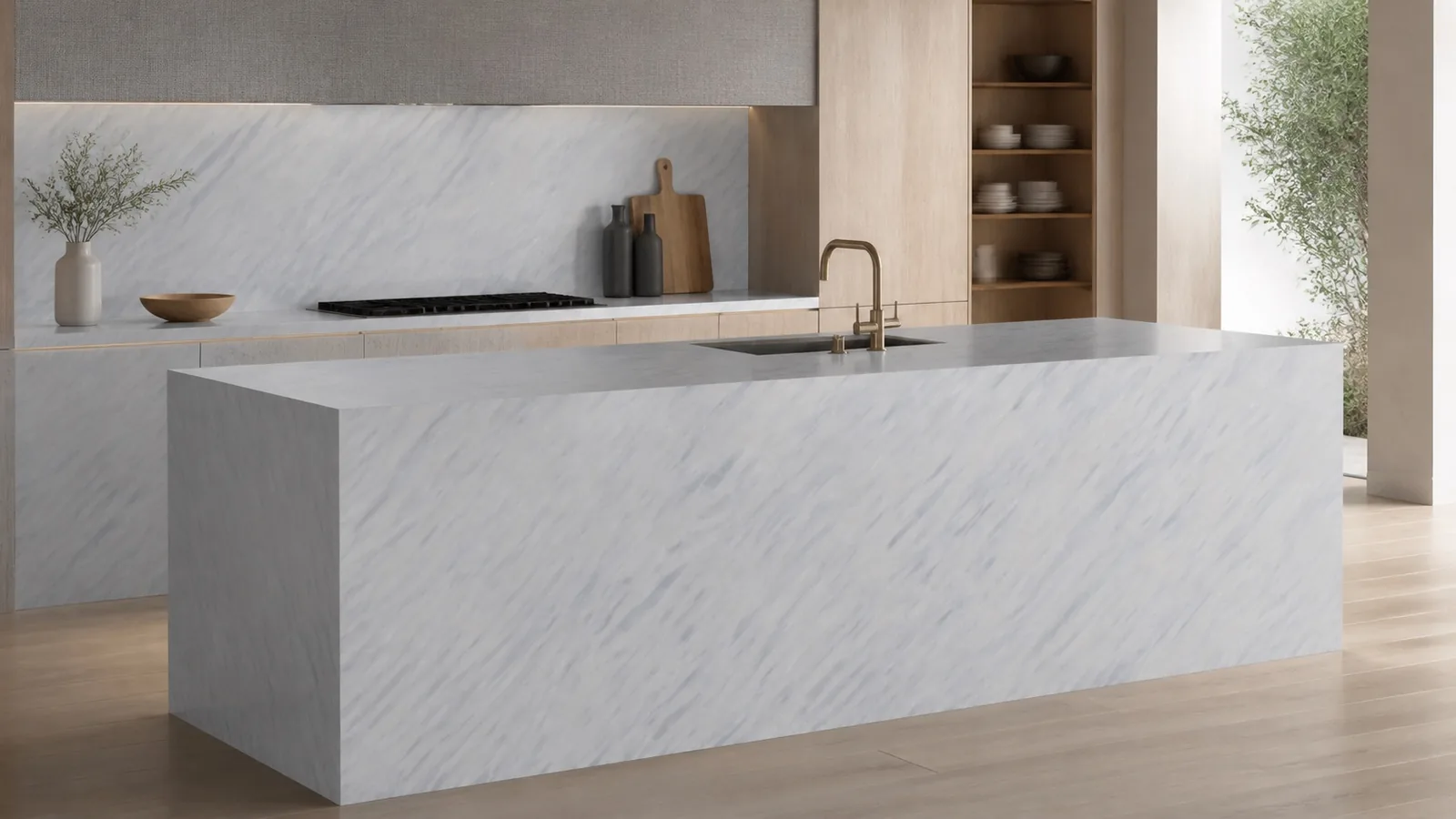 LX7185 Blue White Diagonal Flow Vein Engineered Quartz Stone Slab thumbnail 4
