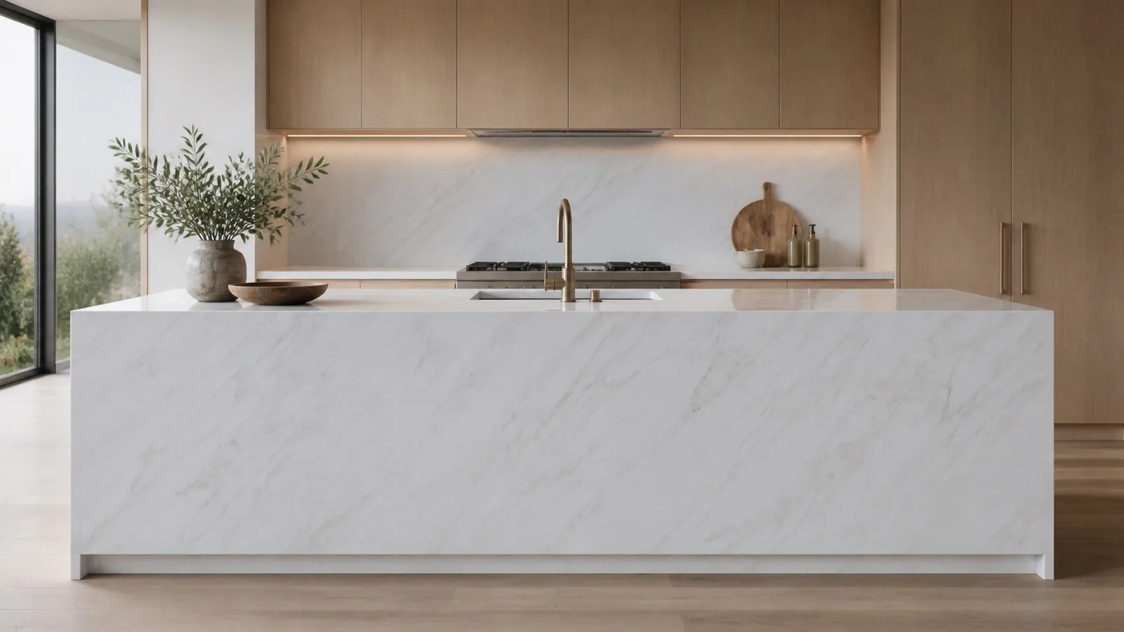 LX7149 White Soft Beige Linear Vein Engineered Quartz Stone Slab thumbnail 4