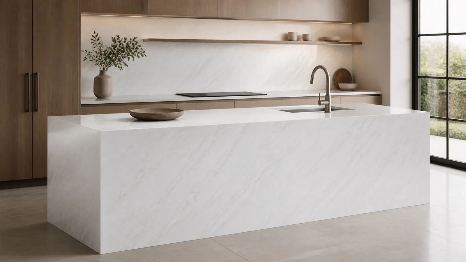 LX7156 White Warm Gray Linear Vein Engineered Quartz Stone Slab thumbnail 4