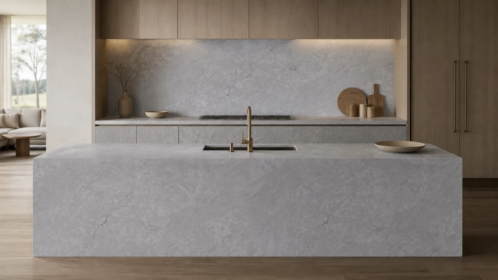 LX7145 Charcoal Gray Horizontal Strata Engineered Quartz Stone Slab thumbnail 4