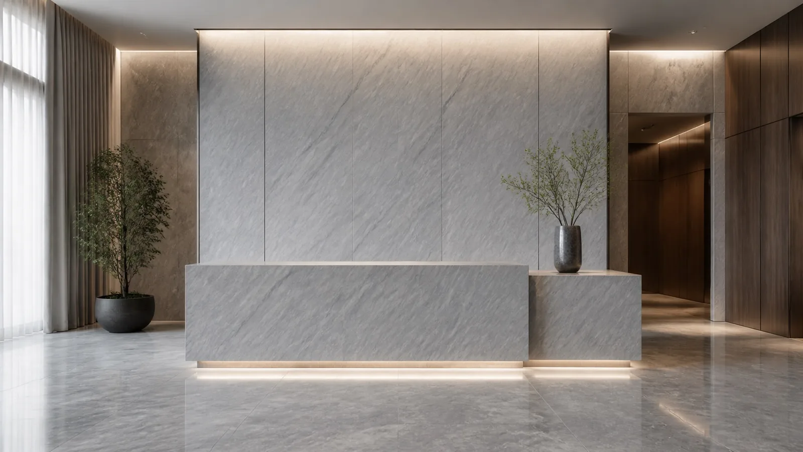 LX7133 Silver Gray Diagonal Brush Vein Engineered Quartz Stone Slab thumbnail 5