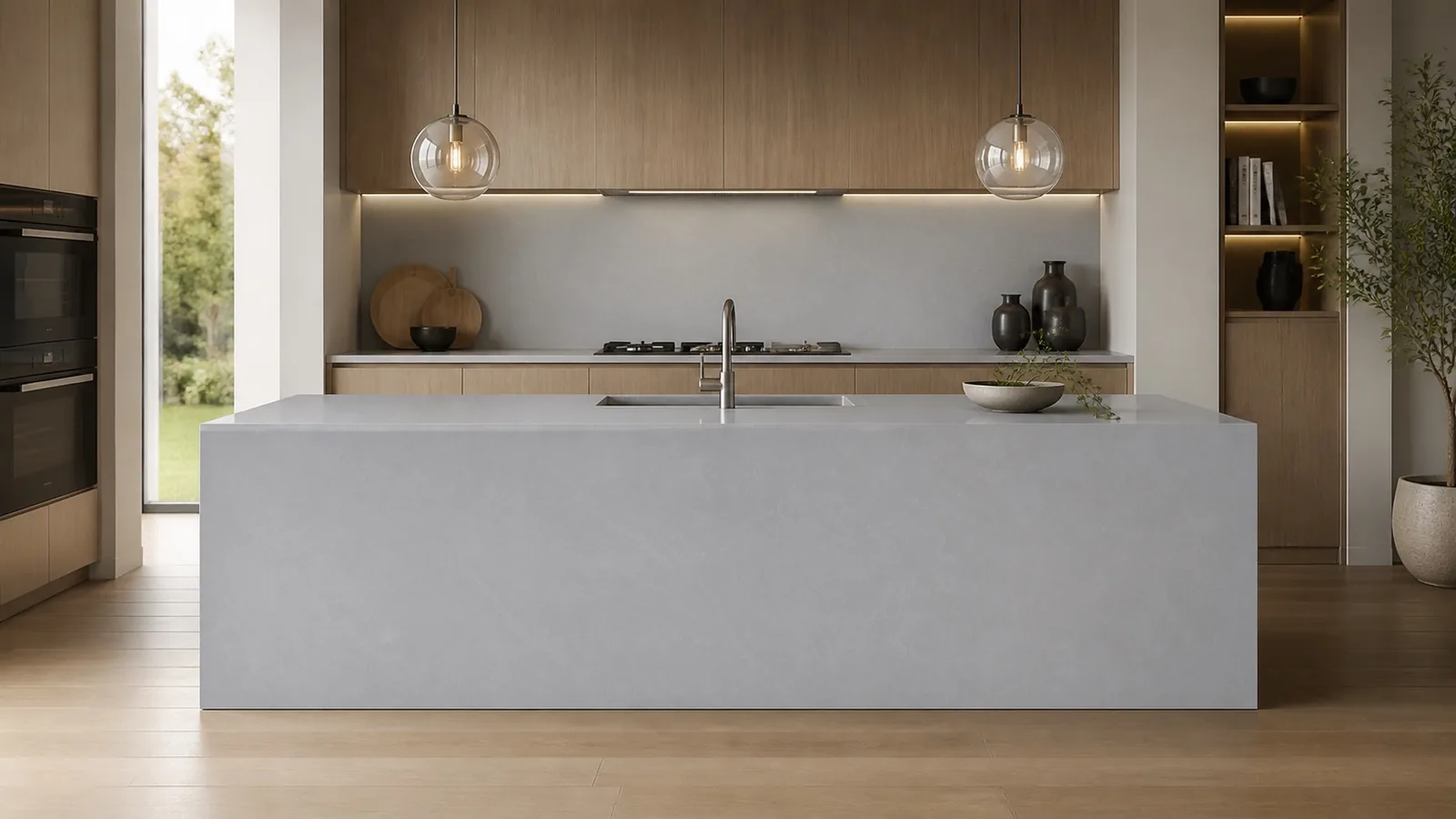 LX7163 Dove Gray Subtle Cloud Vein Engineered Quartz Stone Slab thumbnail 4