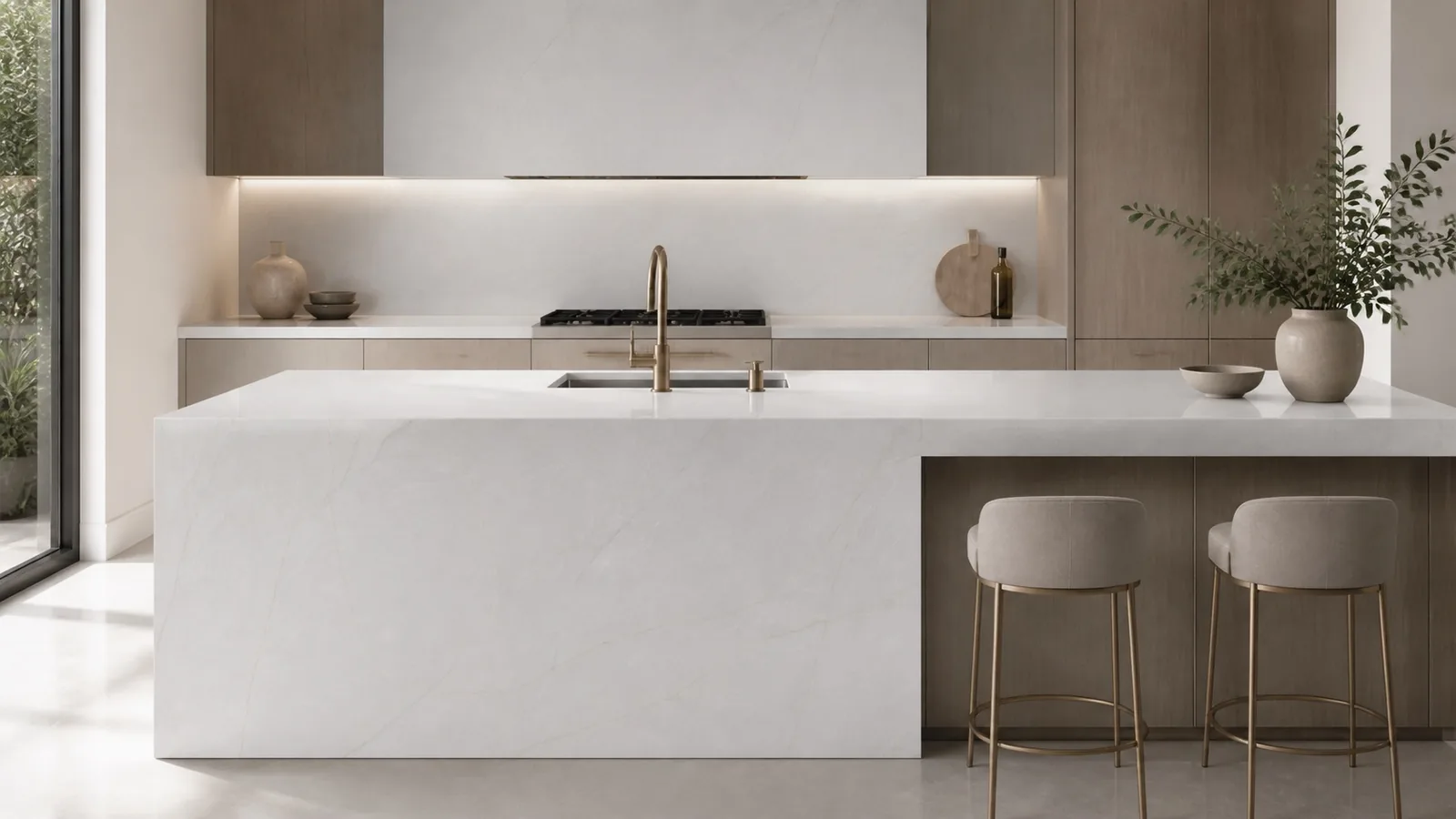 LX7176 White Fine Gold Vein Engineered Quartz Stone Slab thumbnail 4