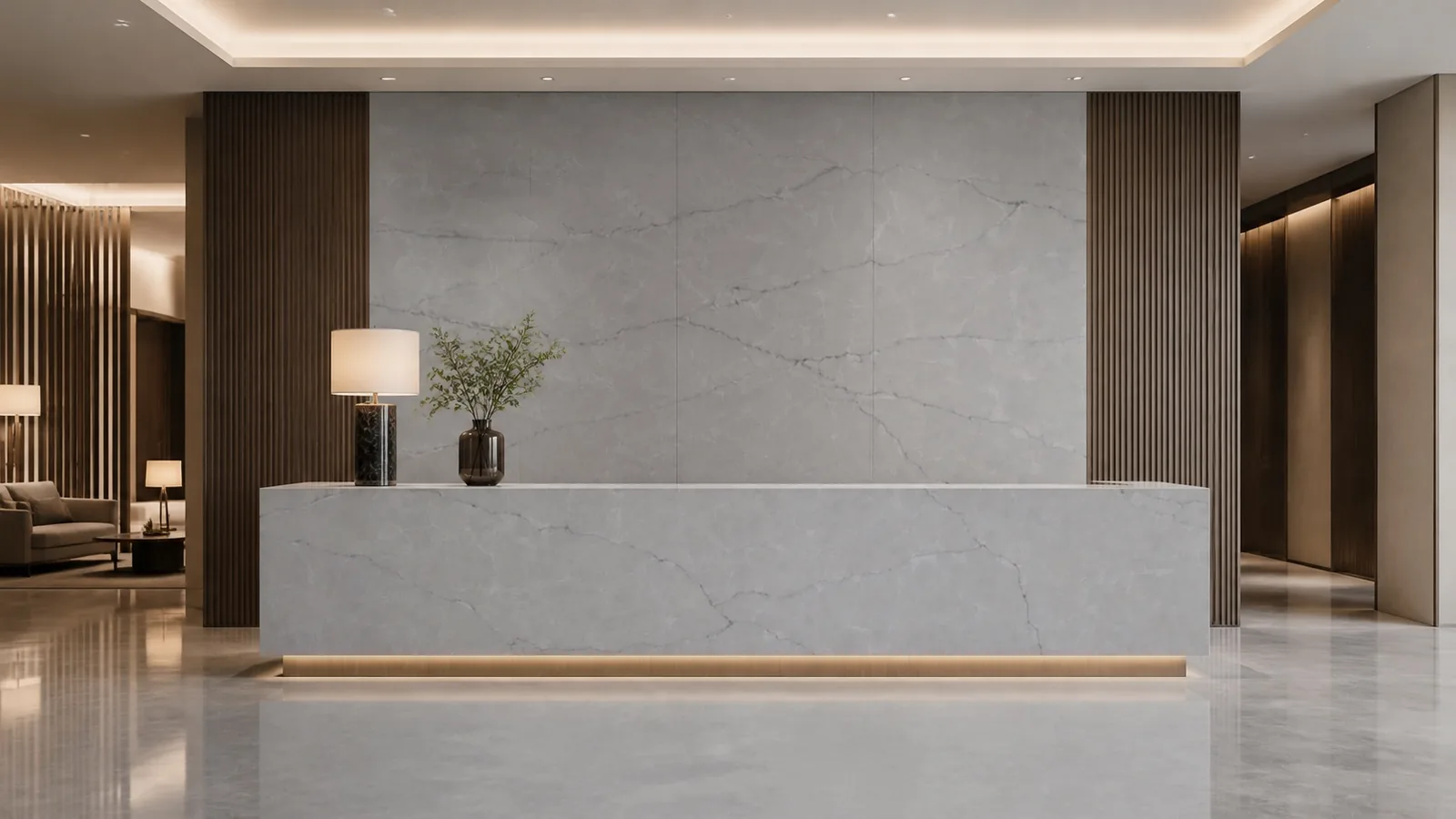 LX7186 Light Gray Subtle Crackle Vein Engineered Quartz Stone Slab thumbnail 5