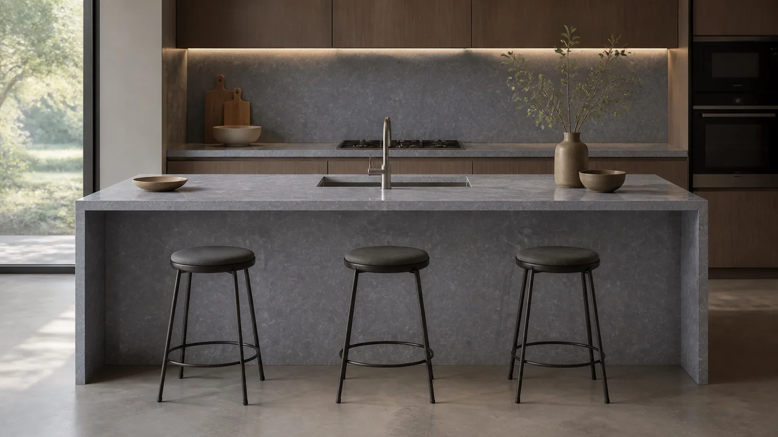 LX7190 Slate Gray Ice Crackle Vein Engineered Quartz Stone Slab thumbnail 4
