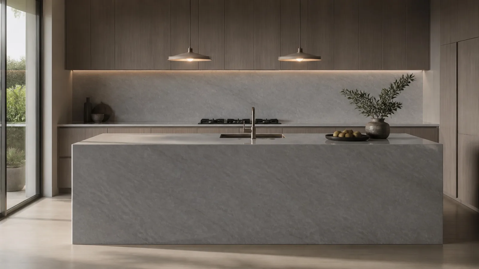 LX9073 Warm Taupe Linear Quartzite Engineered Quartz Stone Slab thumbnail 4