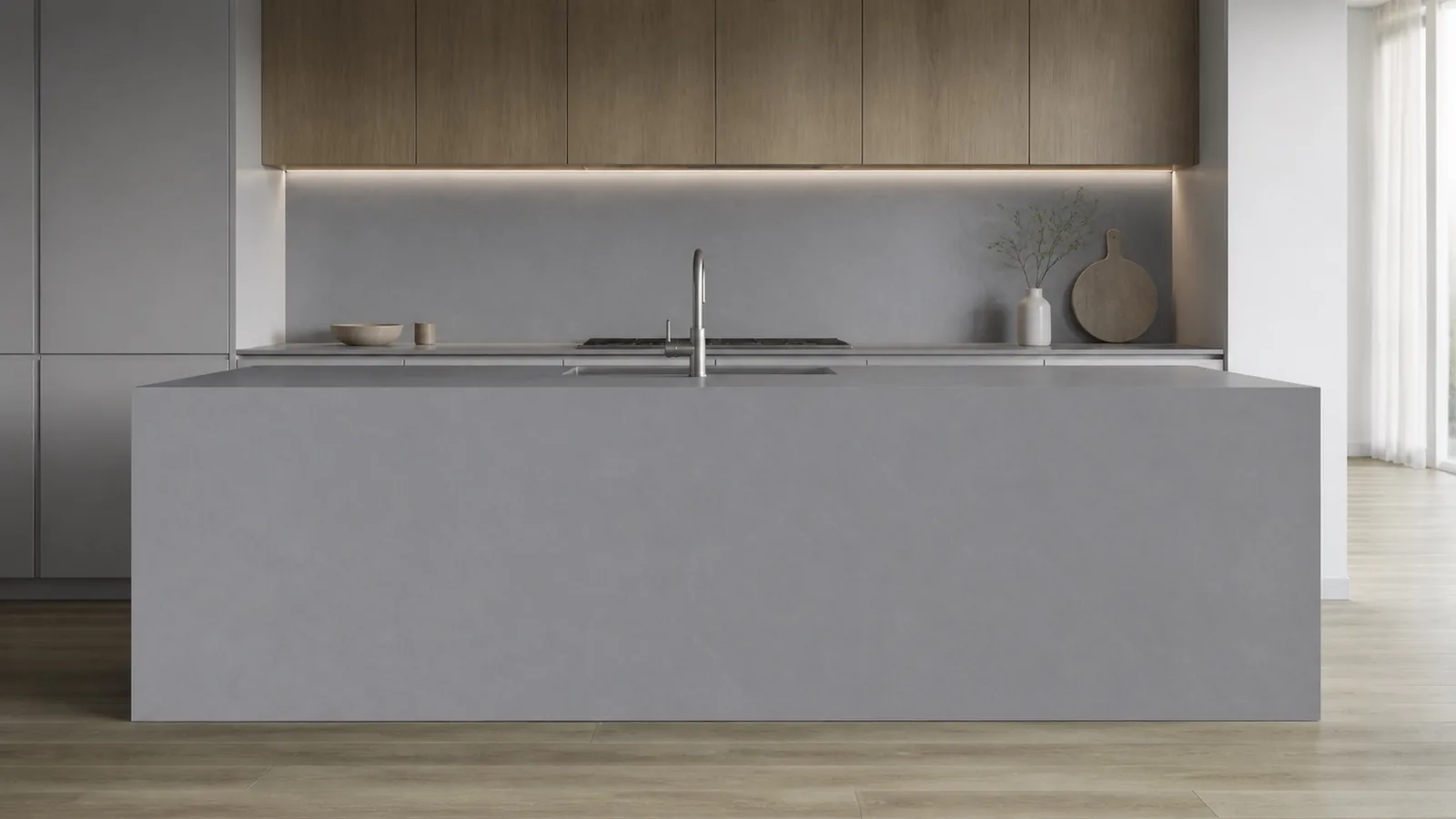 LX7151 Dove Gray Subtle Cloud Vein Engineered Quartz Stone Slab thumbnail 4
