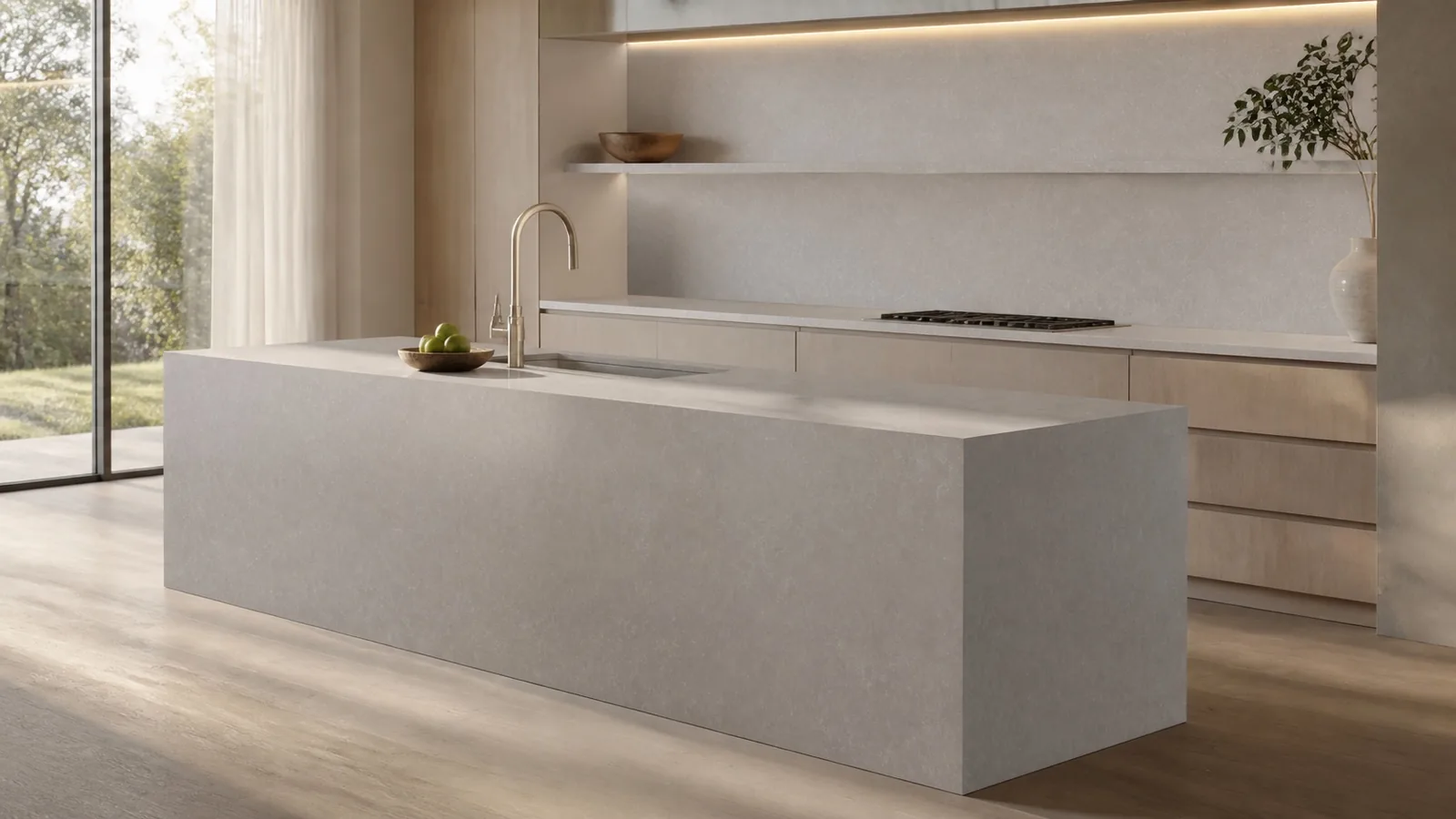 LX6333 Pearl Gray Subtle Cloud Matte Engineered Quartz Stone Slab thumbnail 4