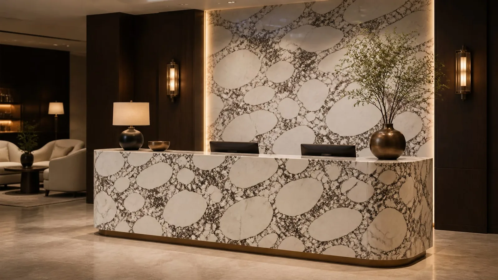 Ivory White Cocoa Breccia Engineered Quartz Stone Slab for Luxury Interiors thumbnail 4