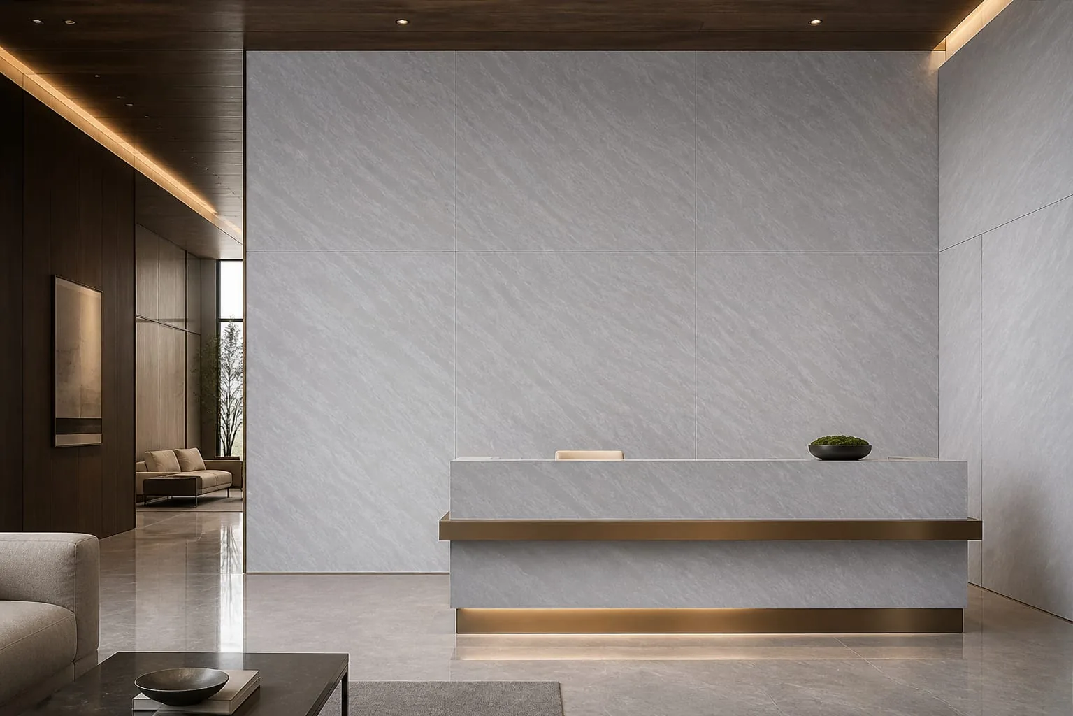 Silver Gray Soft Wave Engineered Quartz Stone Slab for Commercial Interiors thumbnail 3
