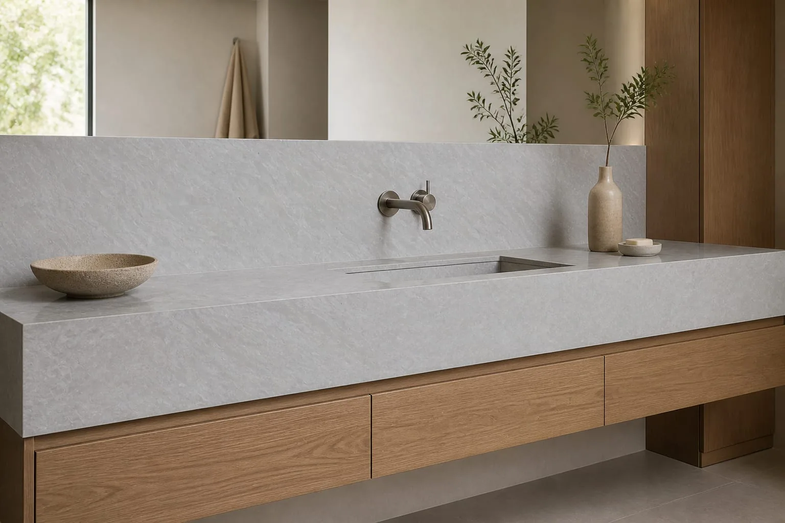 Silver Gray Soft Wave Engineered Quartz Stone Slab for Commercial Interiors thumbnail 4