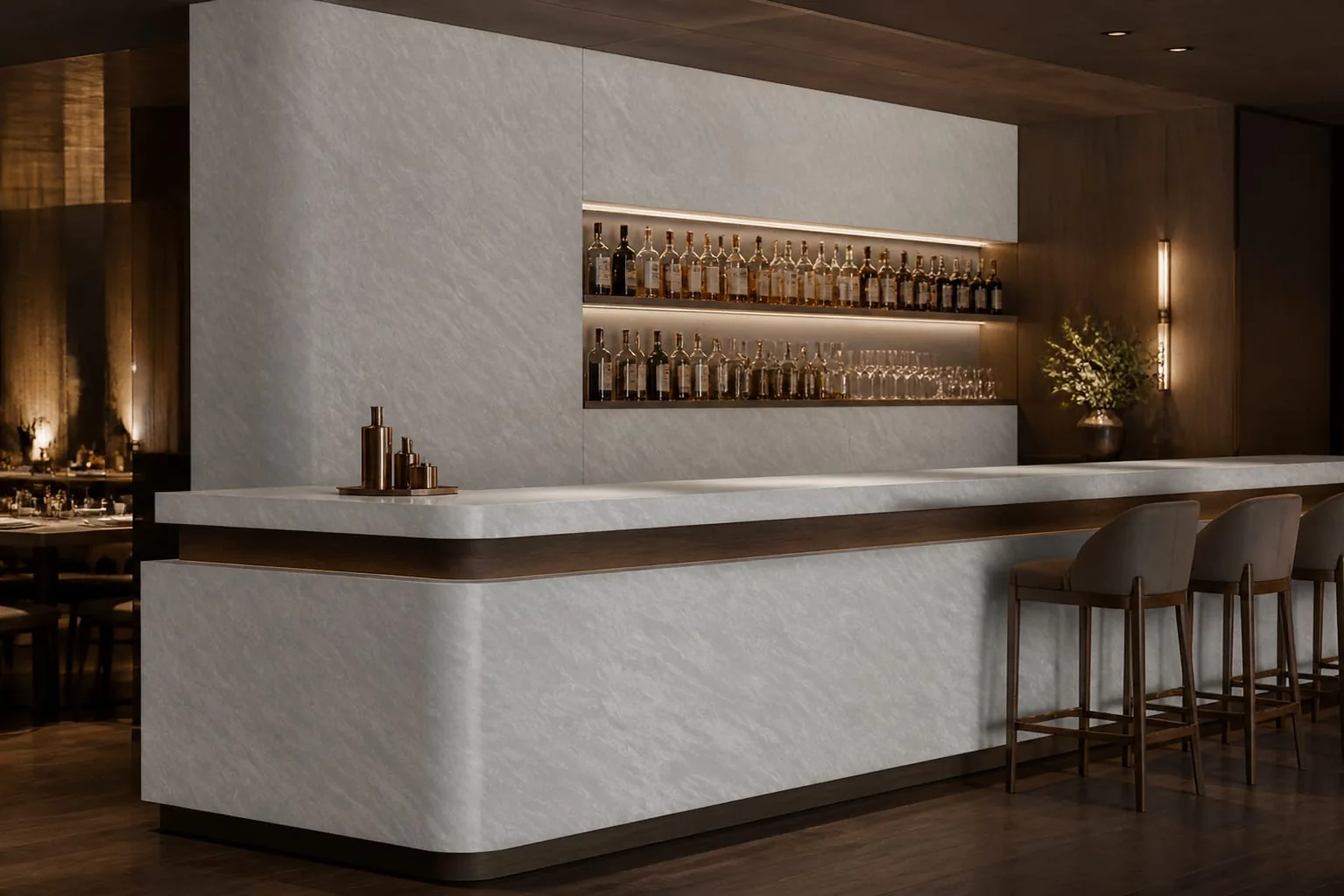 Silver Gray Soft Wave Engineered Quartz Stone Slab for Commercial Interiors thumbnail 5