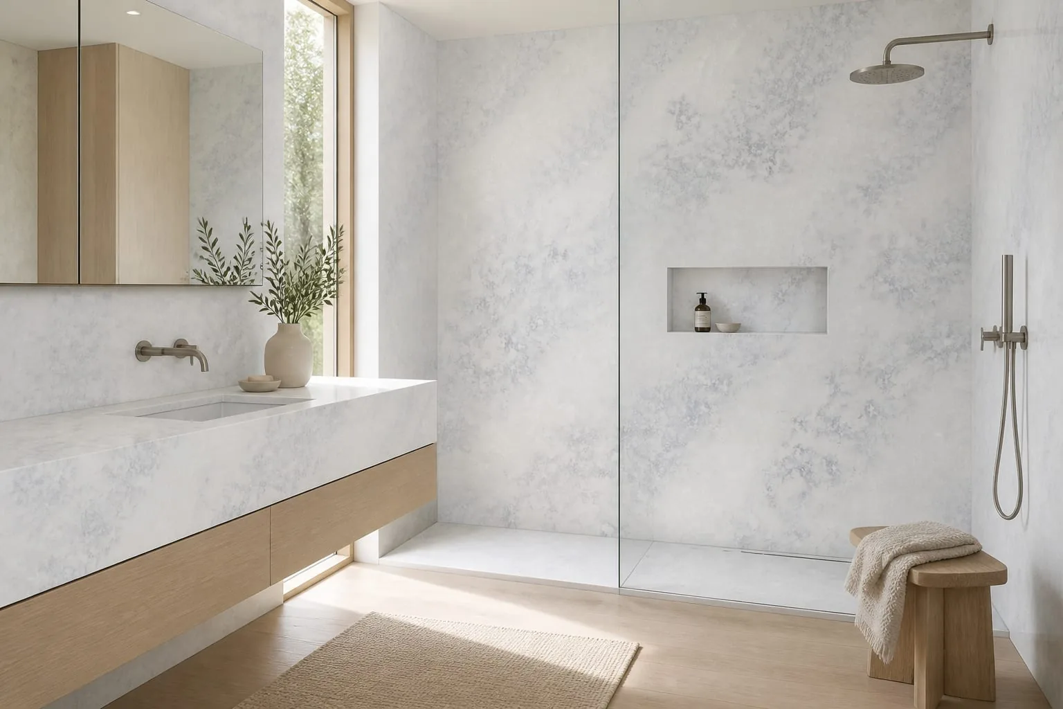 Frost White Cloudy Mist Engineered Quartz Stone Slab for Kitchen and Interior Design thumbnail 4