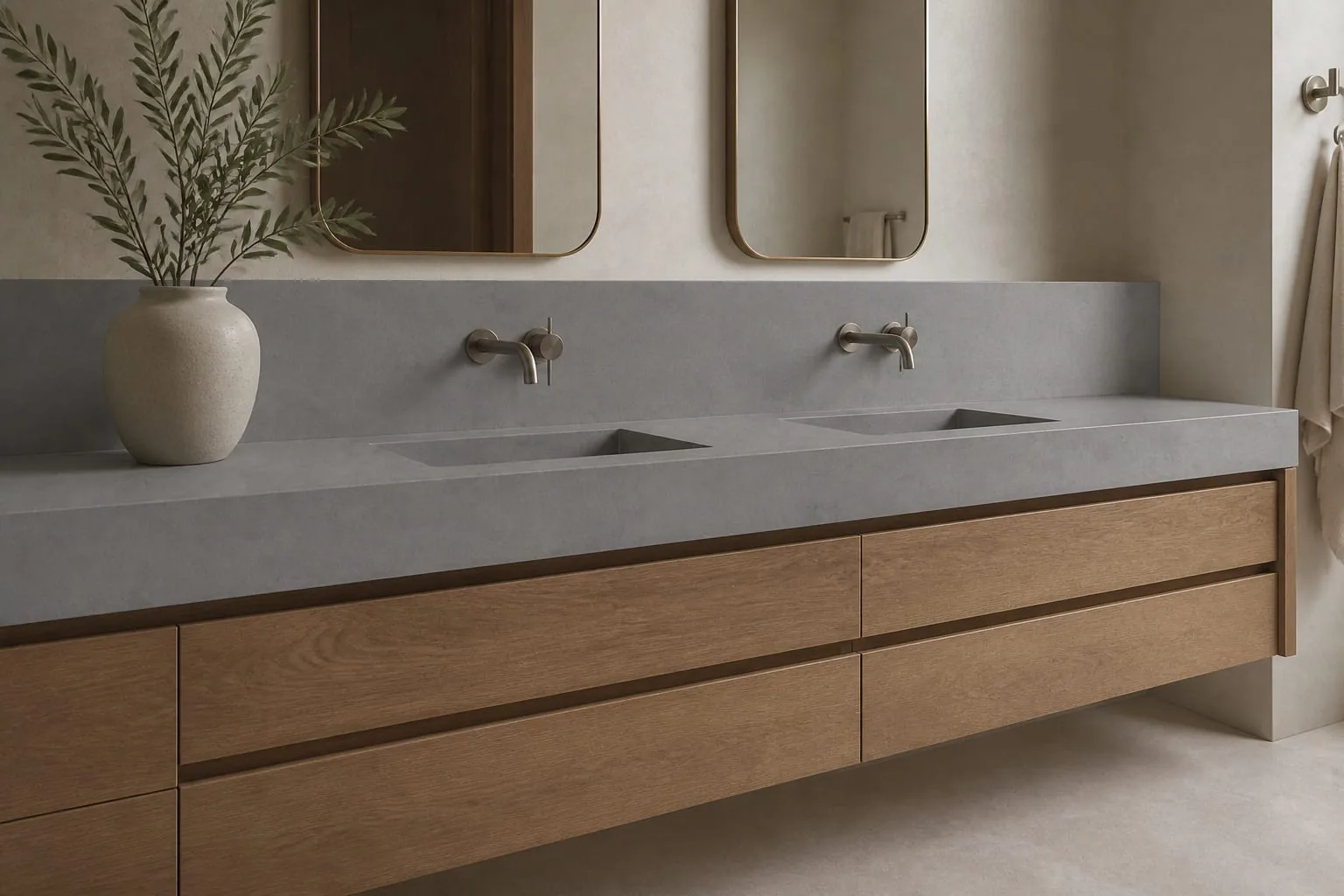 Concrete Gray Soft Cloud Engineered Quartz Stone Slab for Kitchen and Interior Design thumbnail 5