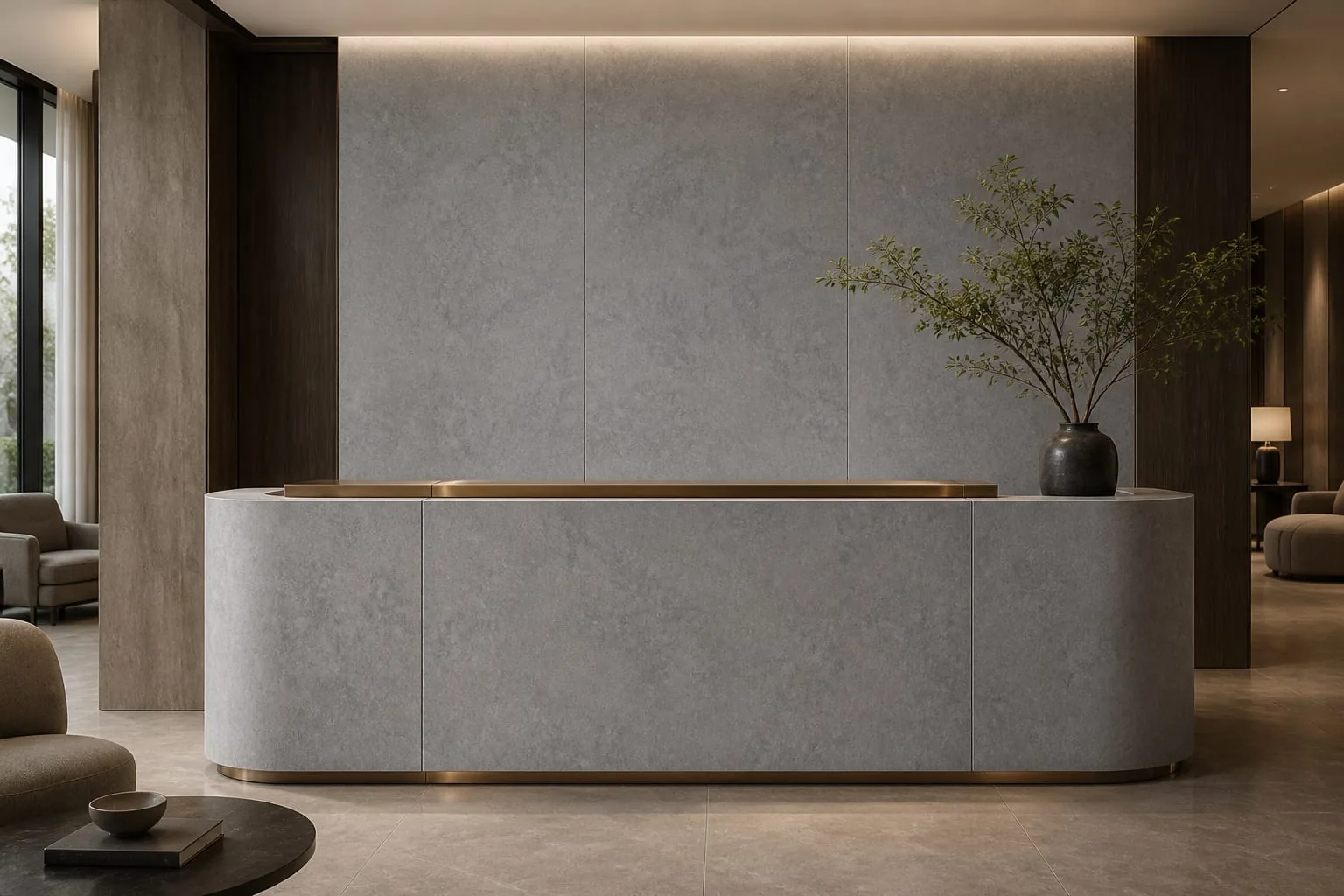 Ash Gray Mottled Cloud Engineered Quartz Stone Slab for Kitchen and Interior Design thumbnail 5