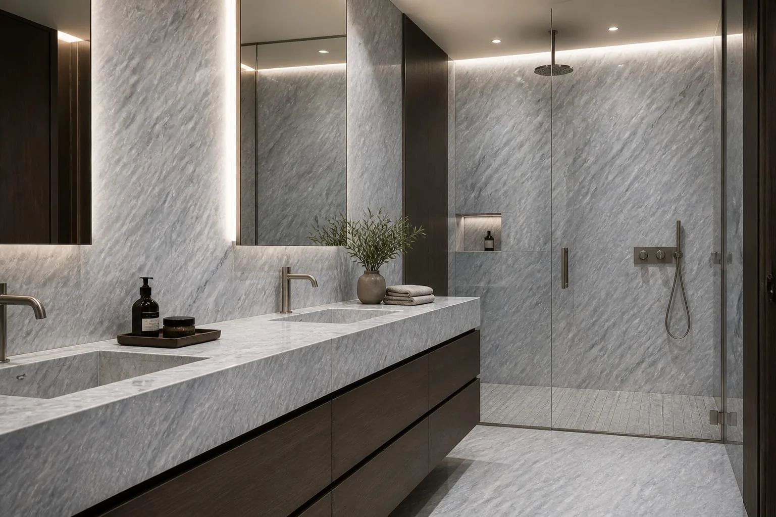 Silver Gray Storm Feather Engineered Quartz Stone Slab for Kitchen and Interior Design thumbnail 5