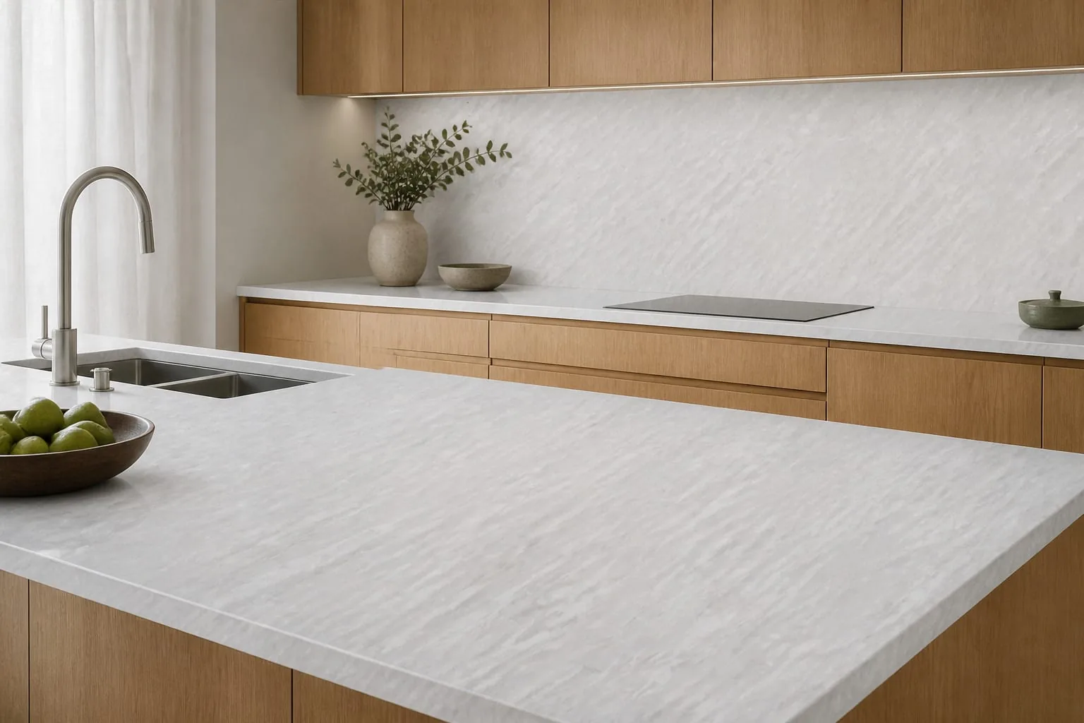 Snow White Diagonal Feather Engineered Quartz Stone Slab for Kitchen and Interior Design thumbnail 3