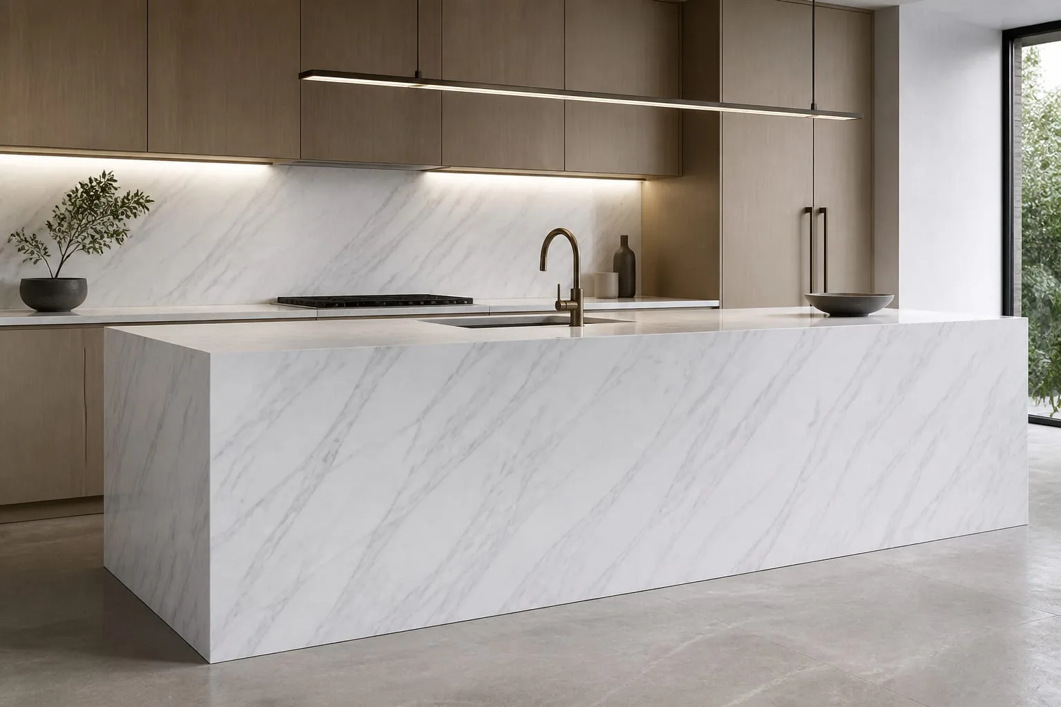 Arctic White Linear Vein Engineered Quartz Stone Slab for Kitchen and Interior Design thumbnail 3