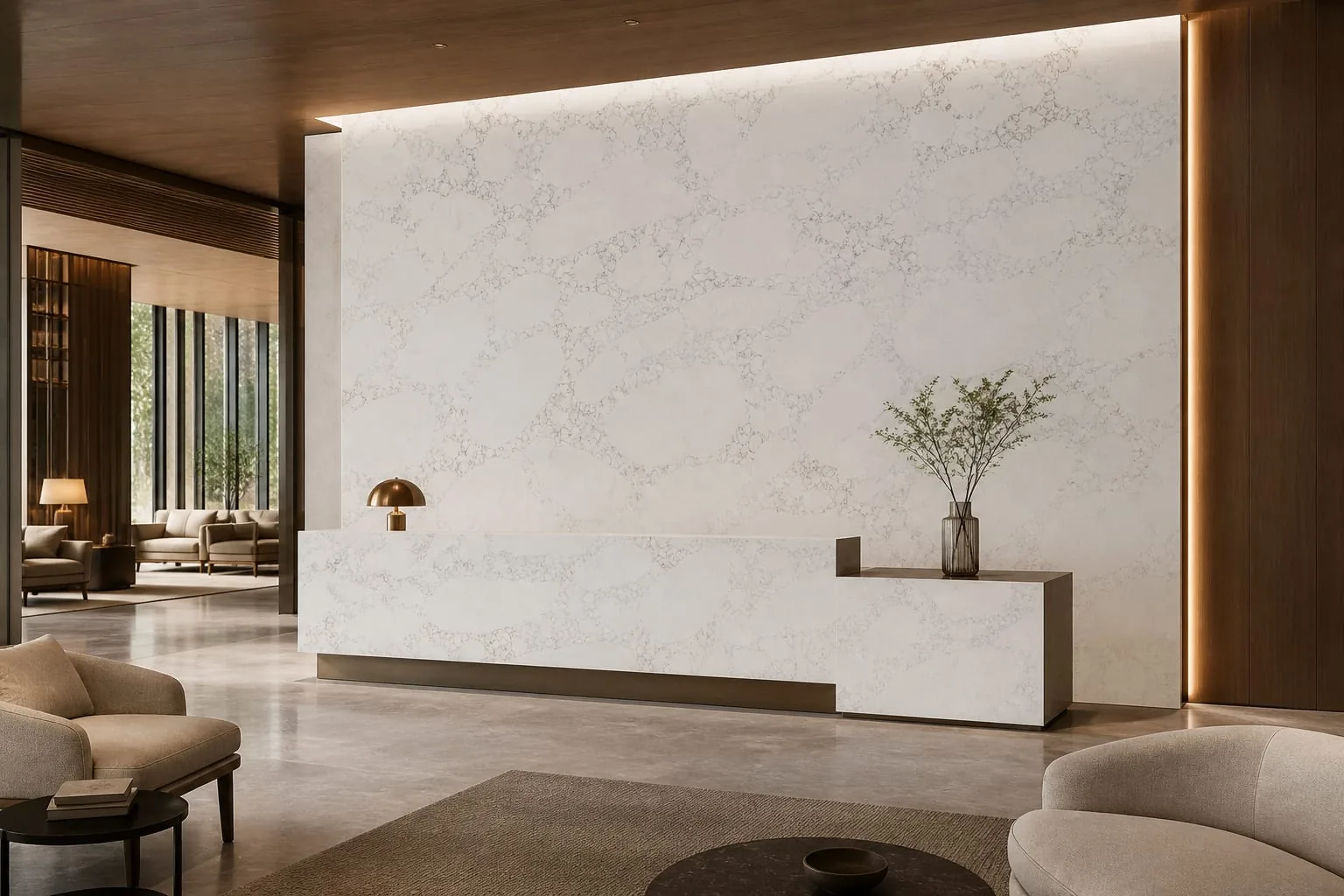 Snow White Delicate Breccia Engineered Quartz Stone Slab for Kitchen and Interior Design thumbnail 4