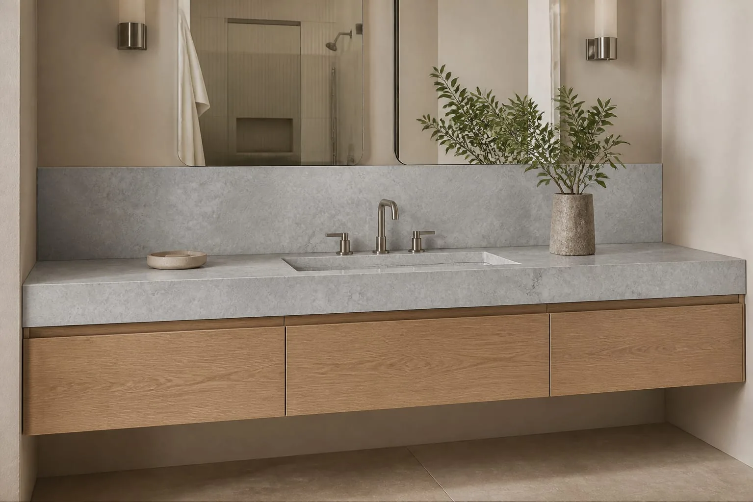 Stone Gray Cloud Texture Engineered Quartz Stone Slab for Kitchen and Interior Design thumbnail 5