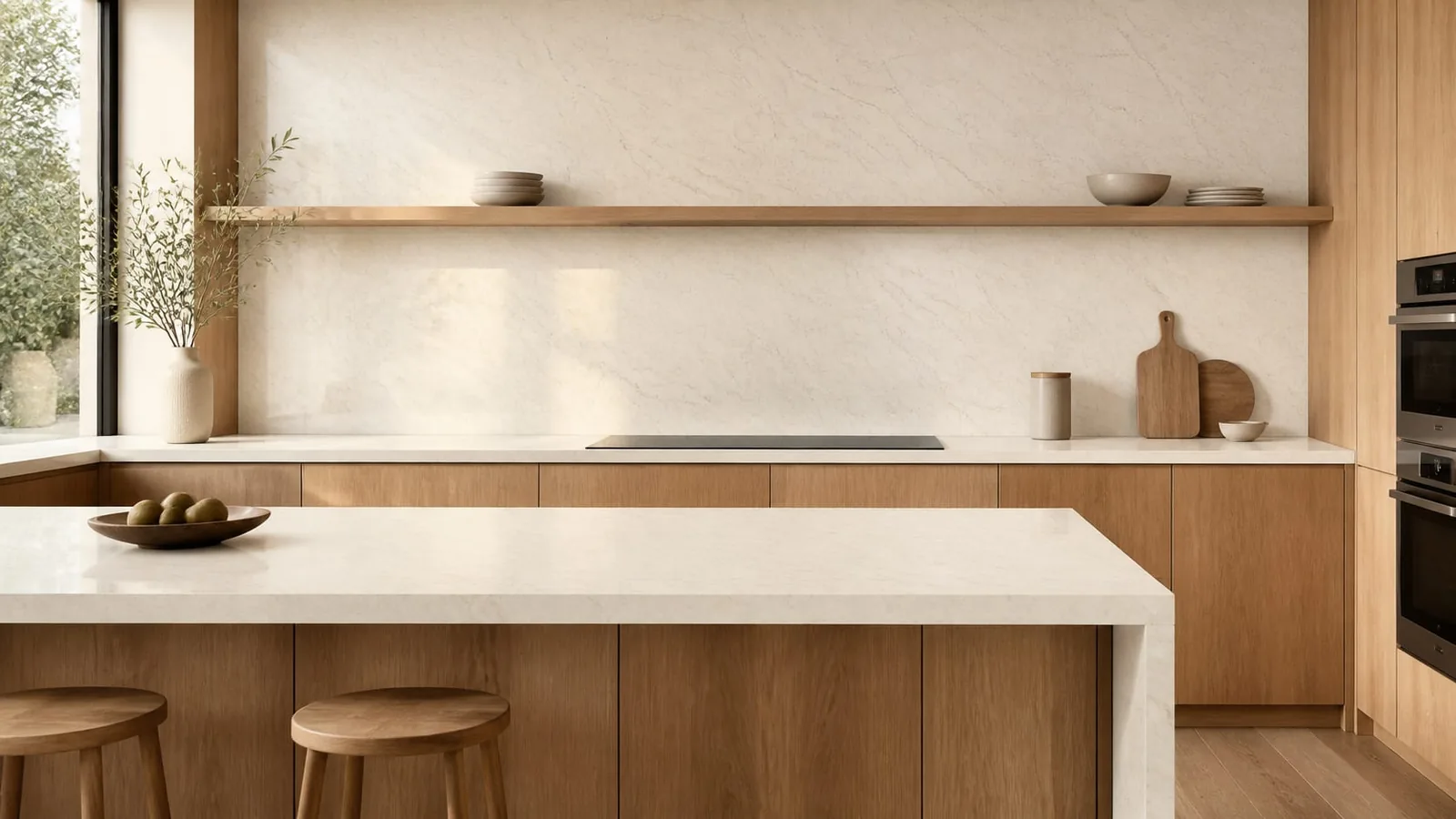 Cream White Fine Vein Engineered Quartz Stone Slab for Kitchen and Interior Design thumbnail 3