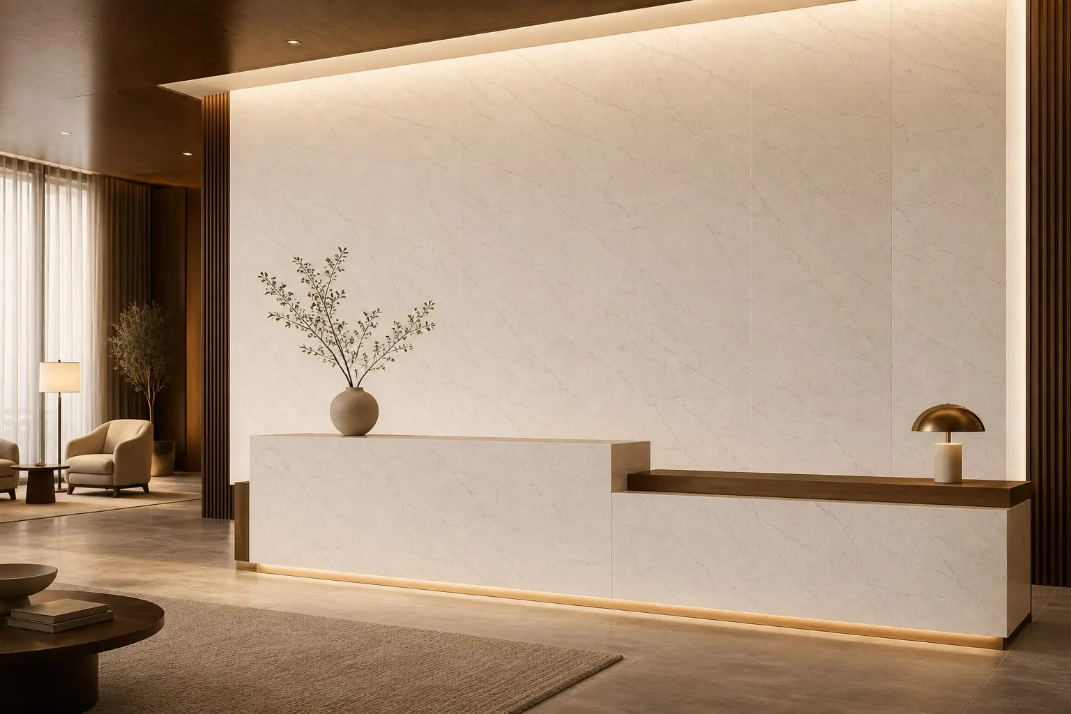 Cream White Fine Vein Engineered Quartz Stone Slab for Kitchen and Interior Design thumbnail 5