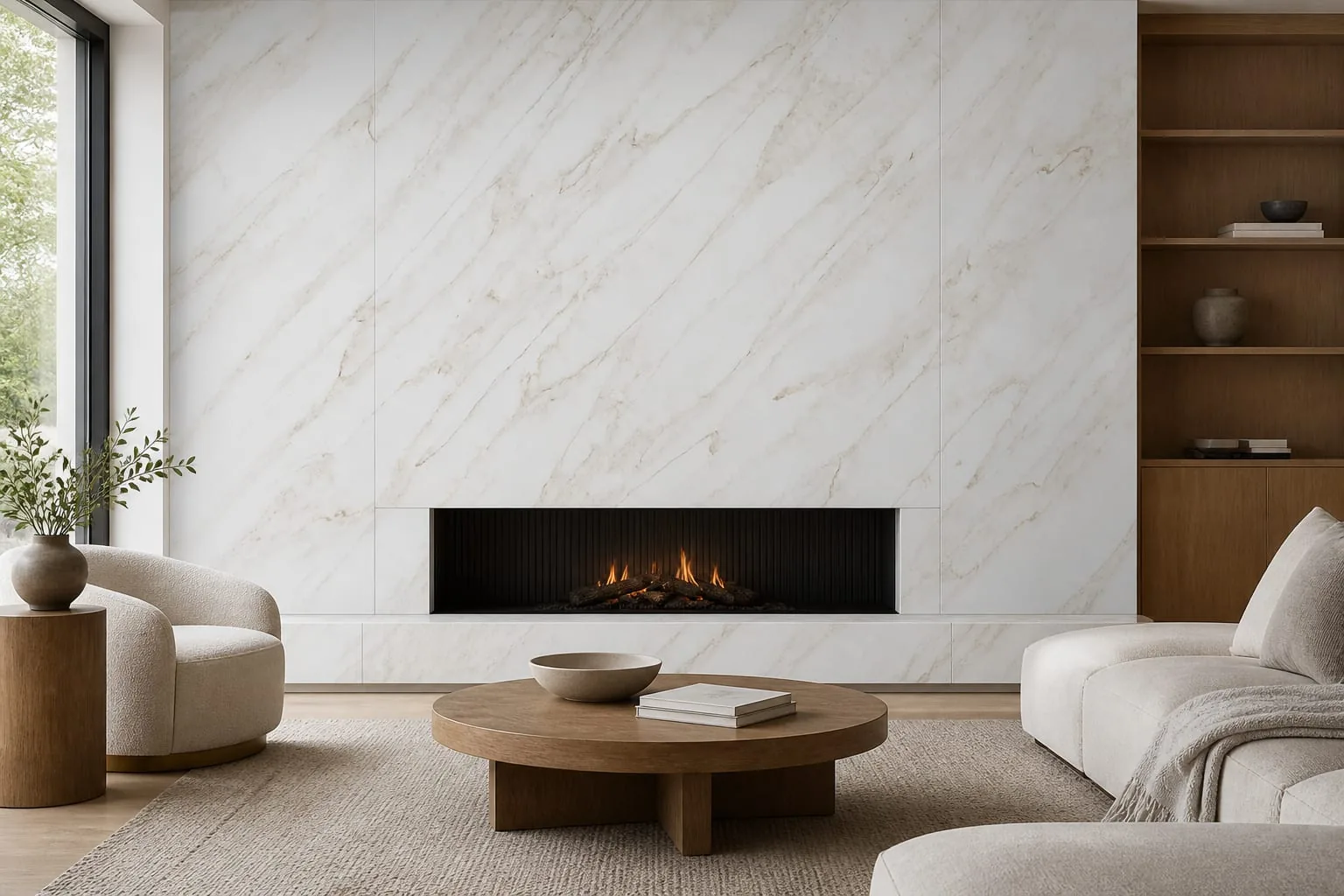 Snow White Golden Linear Vein Engineered Quartz Stone Slab for Kitchen and Interior Design thumbnail 5