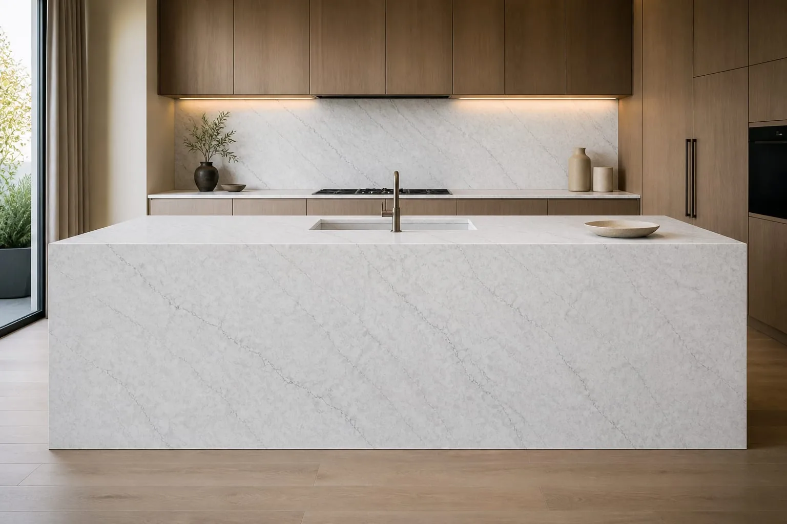 Frost White Gray Vein Engineered Quartz Stone Slab for Kitchen and Interior Design thumbnail 3