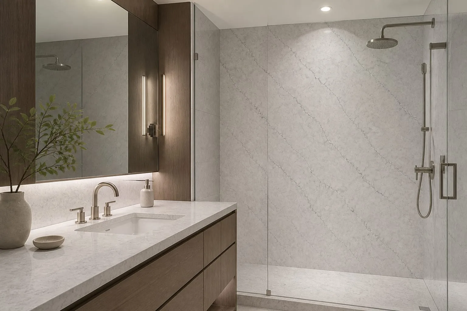 Frost White Gray Vein Engineered Quartz Stone Slab for Kitchen and Interior Design thumbnail 4