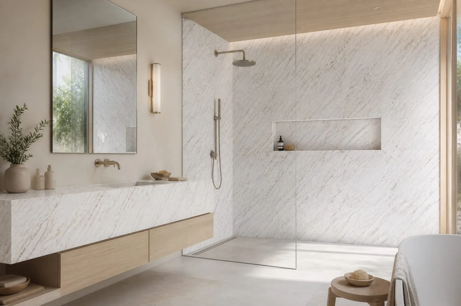 Ivory Brown Feathered Wave Engineered Quartz Stone Slab for Kitchen and Interior Design thumbnail 5