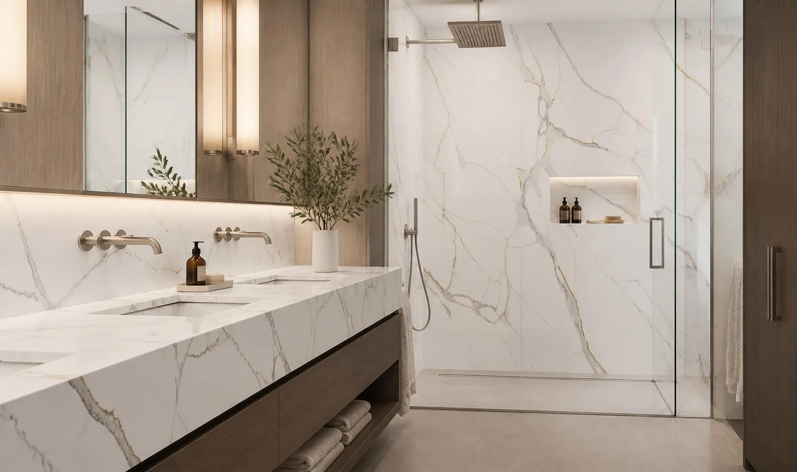 Snow White Gold Crack Vein Engineered Quartz Stone Slab for Kitchen and Interior Design thumbnail 4