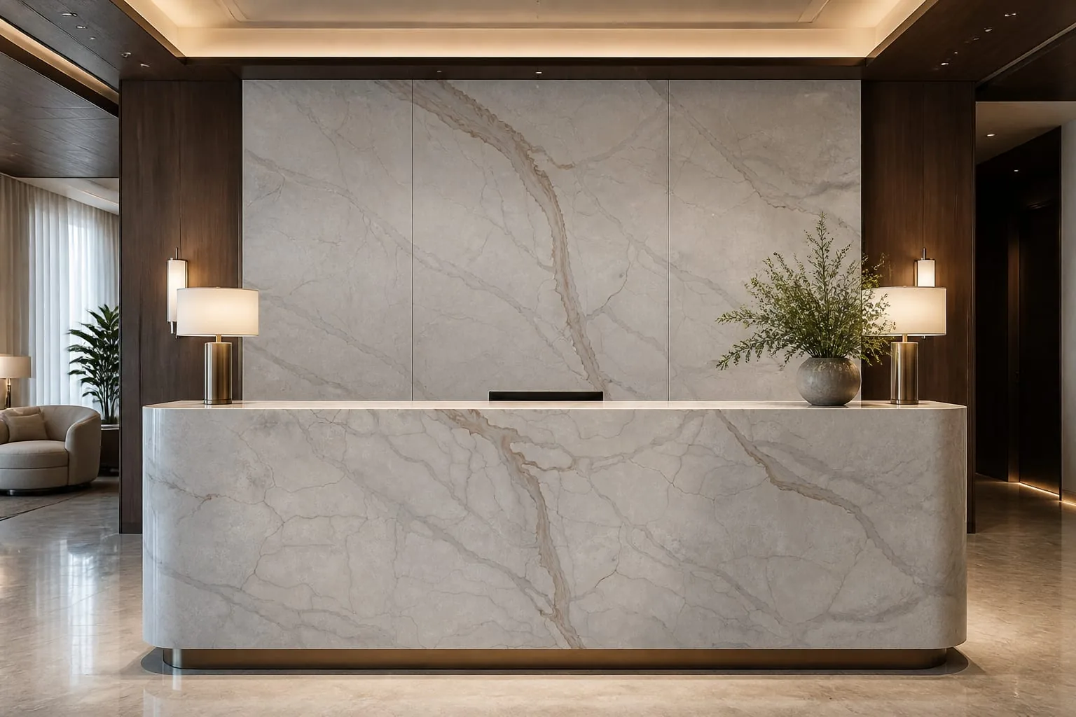 Dove Gray Taupe Branch Vein Engineered Quartz Stone Slab for Kitchen and Interior Design thumbnail 4