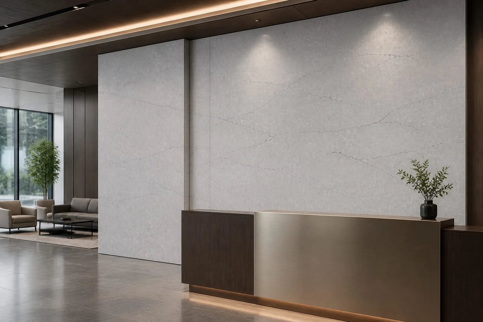 Light Gray Fine Crackle Engineered Quartz Stone Slab for Kitchen and Interior Design thumbnail 5