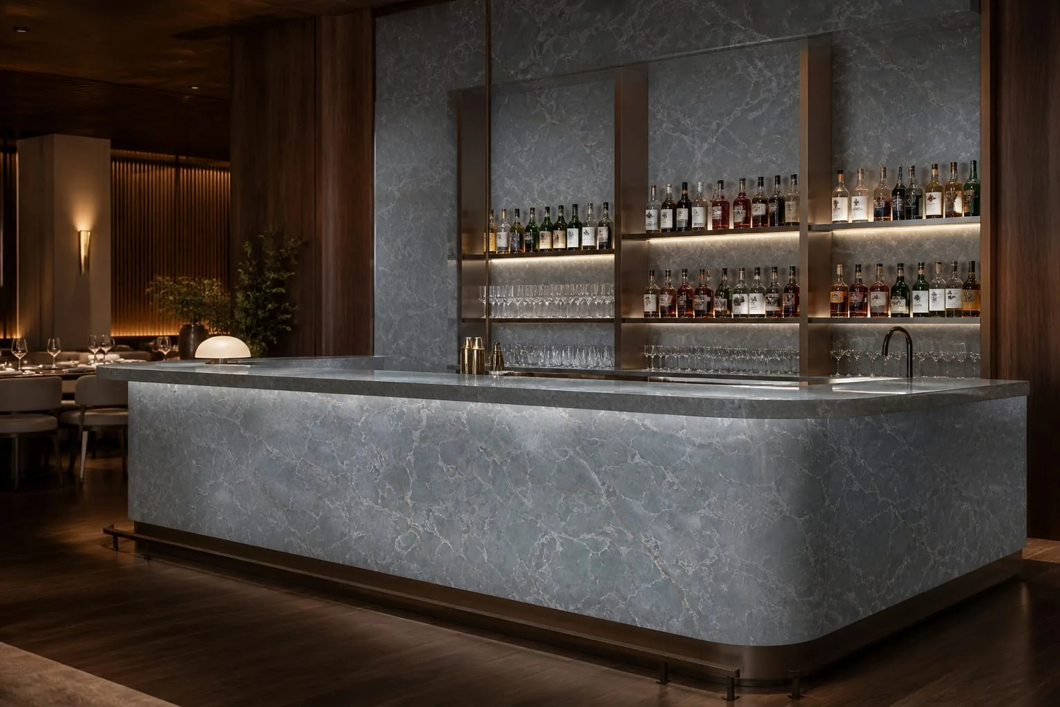 Sage Gray Copper Crackle Engineered Quartz Stone Slab for Kitchen and Interior Design thumbnail 4