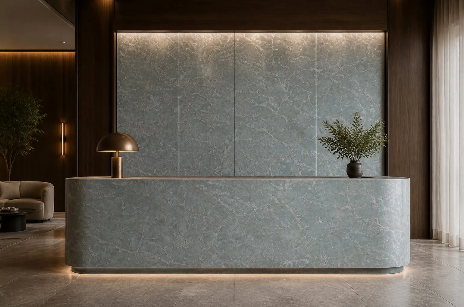 Sage Gray Copper Crackle Engineered Quartz Stone Slab for Kitchen and Interior Design thumbnail 5