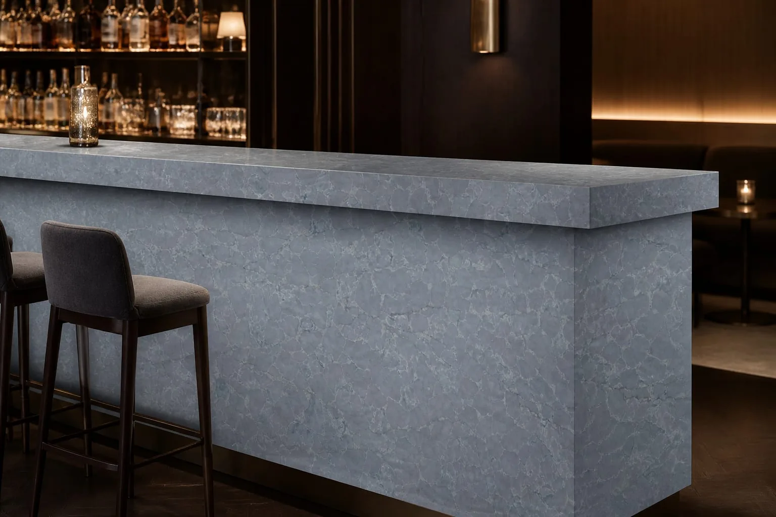 Slate Gray Crystalline Cloud Engineered Quartz Stone Slab for Bathroom and Interior Design thumbnail 3